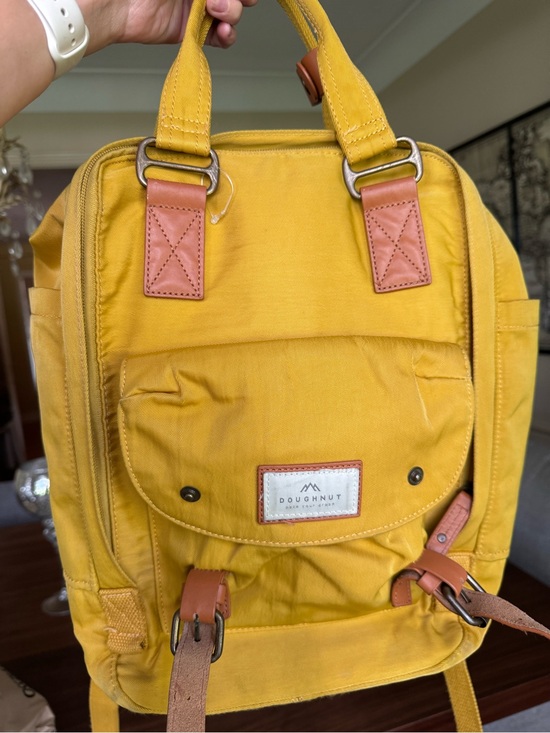 Doughnut Handbags - Doughnut - Mustard Yellow Canvas Backpack Tote